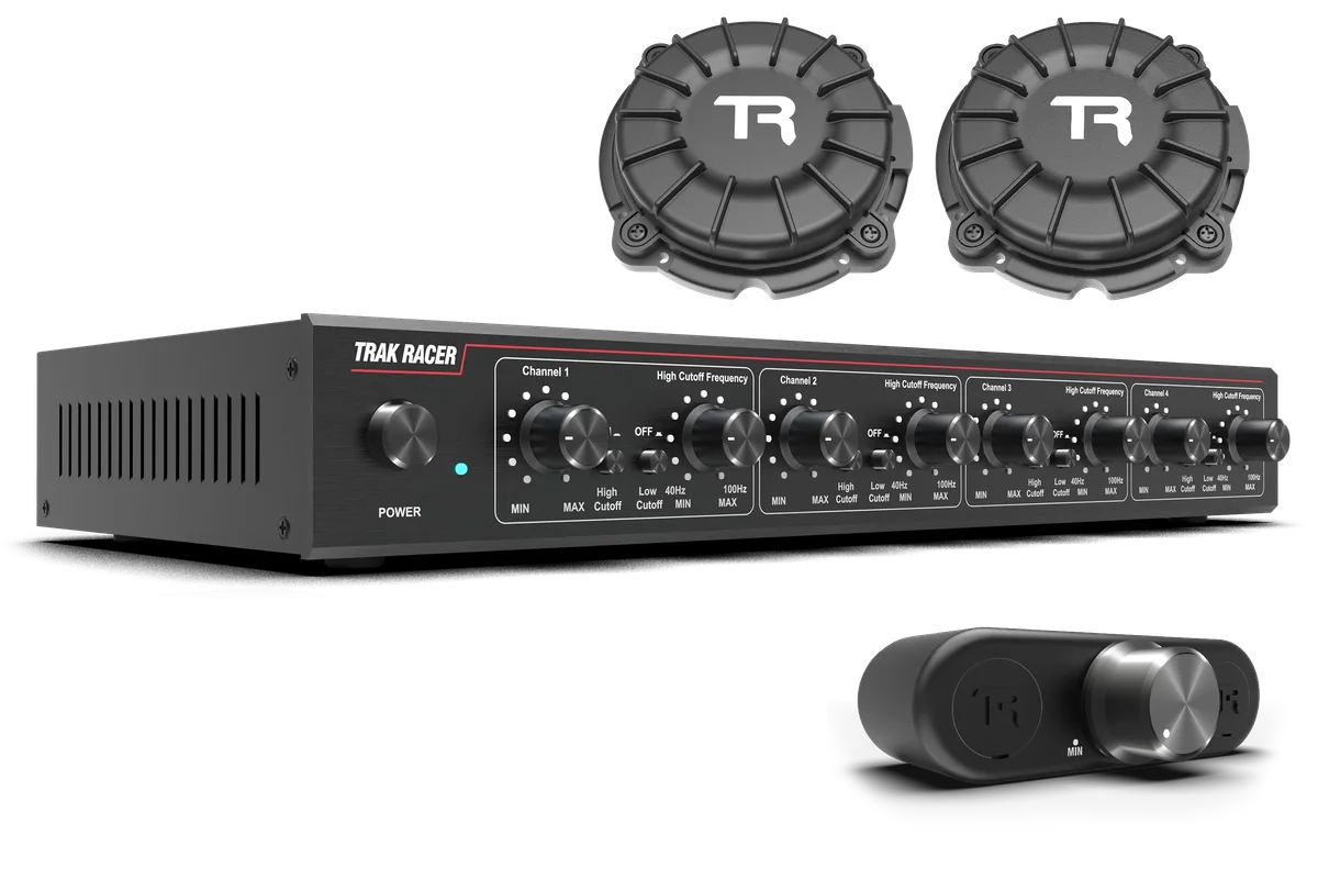 Trak Racer 4CH 40W Low-Frequency Class-D Amplifier with 2 Bass Shakers and Rig Mounts