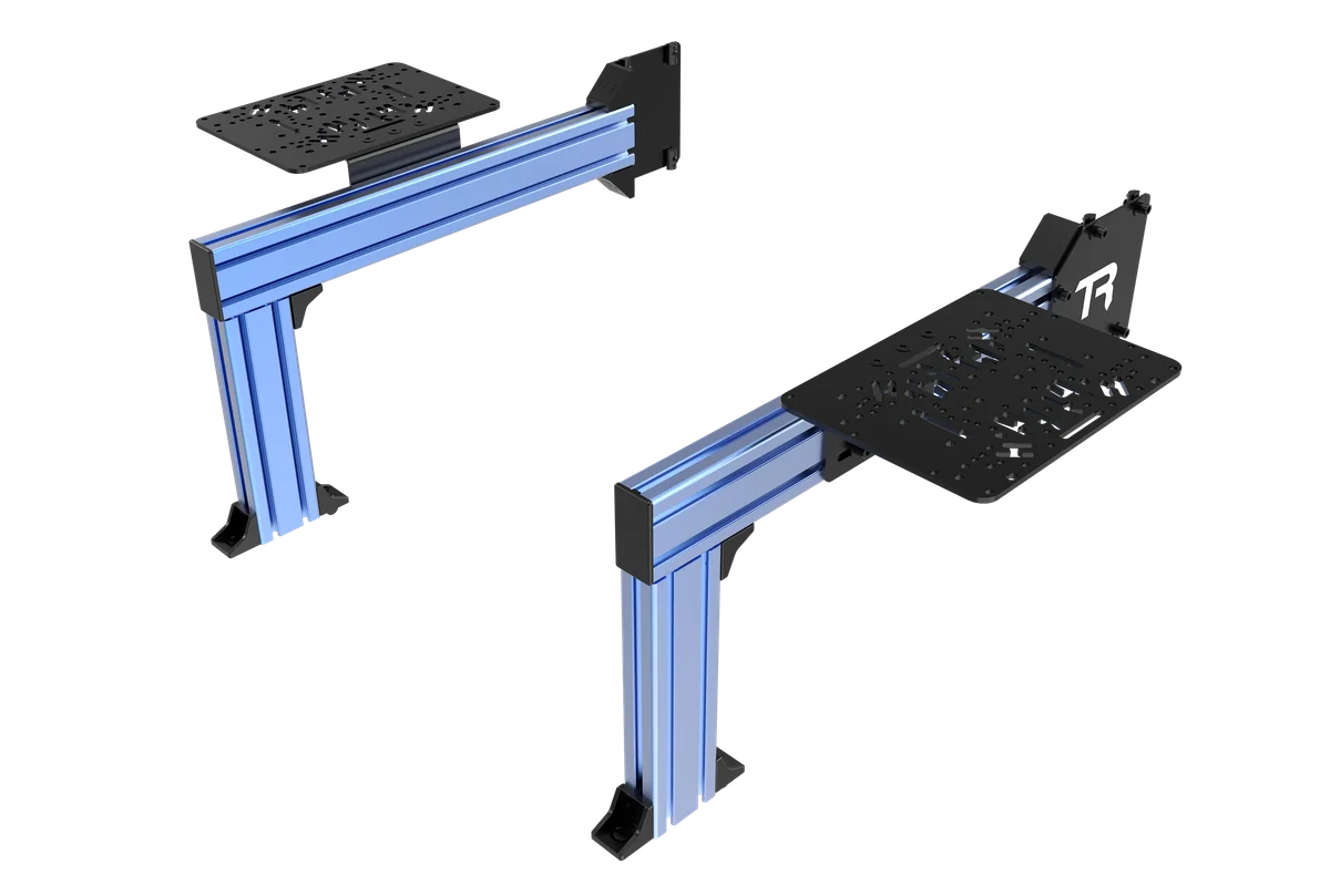 Flight Sim Control Mounts with 2 Side Supports for all Aluminum Cockpits - Blue
